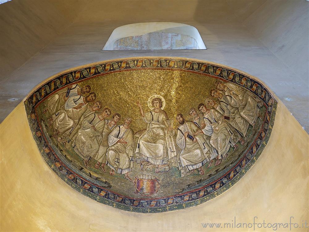 Milan (Italy) - Mosaic Christ with the apostles inside the Chapel of Saint Aquilino